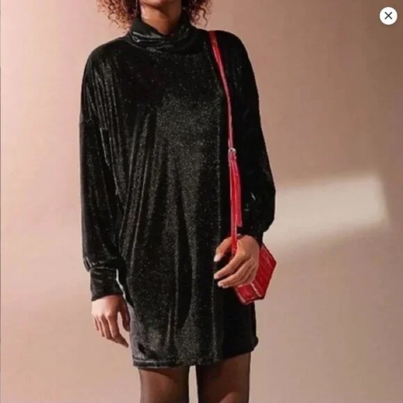 Urban Outfitters Evie Velvet Turtleneck Mini Dress – Black – Women’s Size XS - Picture 4 of 6